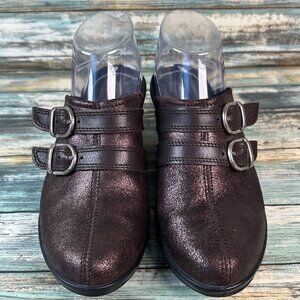 Romika Womens 8.5-9 Clogs Mules Metallic Leather Dress Work Formal Church Shoes